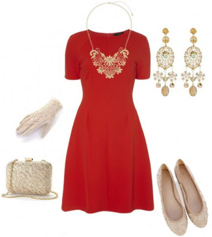 Красное Платье С Круглым Вырезом