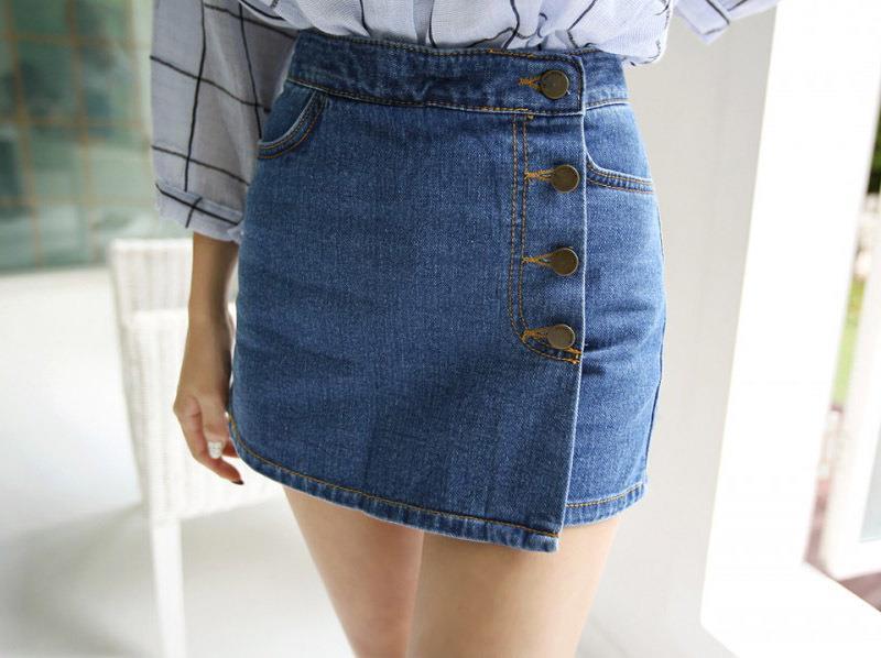 Как сделать красивую юбку-шорты из джинсов
