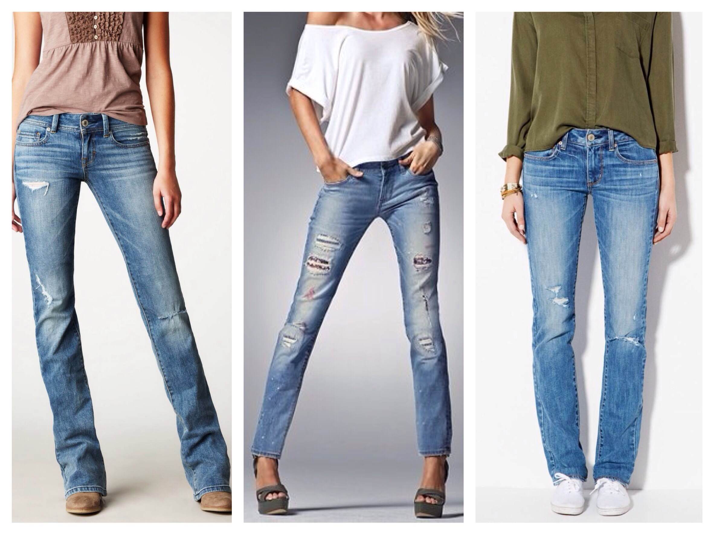 Прямые модели джинсов с порезами