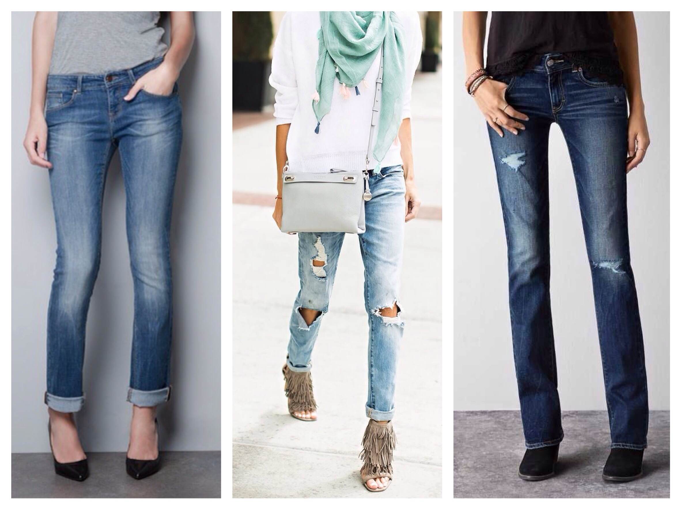 Прямые женские джинсы усредненной посадки