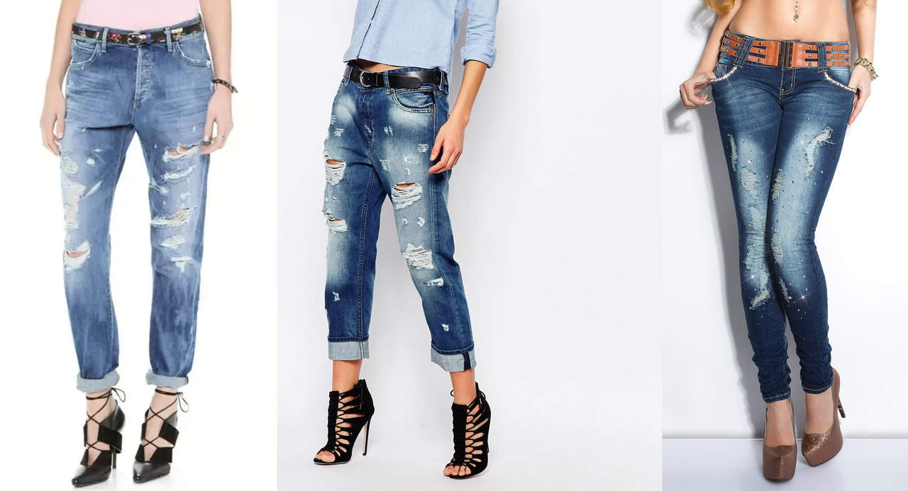 Рваные джинсы и ремень