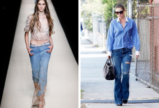 Женские расклешенные джинсы
