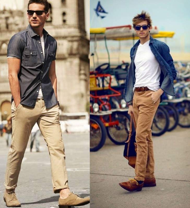 Бежевые мужские джинсы
