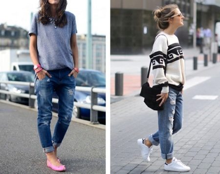 Фасон джинсов с широкими штанинами с накладными карманами