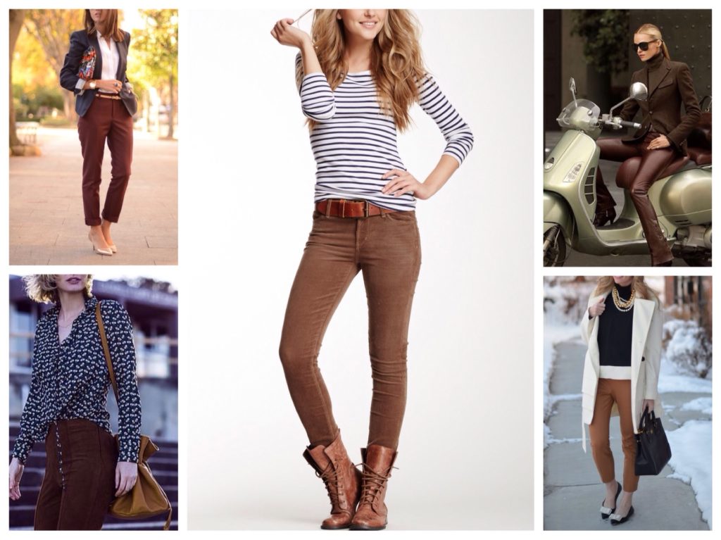 Коричневые джинсы женские с чем носить (77 фото)