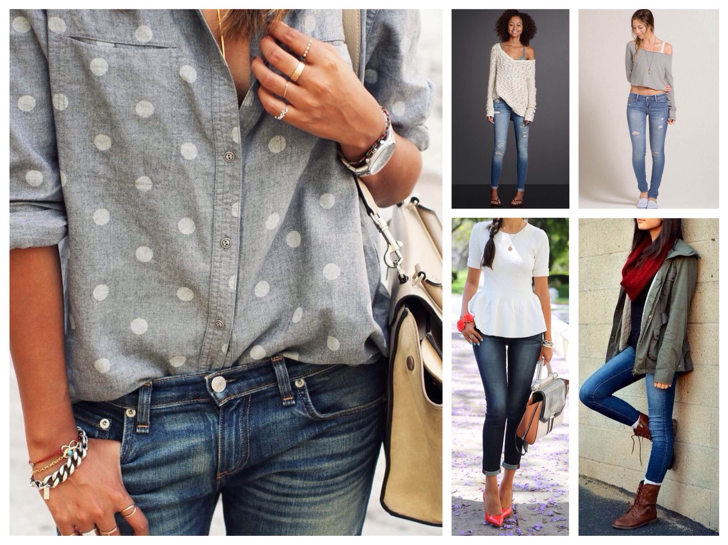 Узкие джинсы в различных комплектах