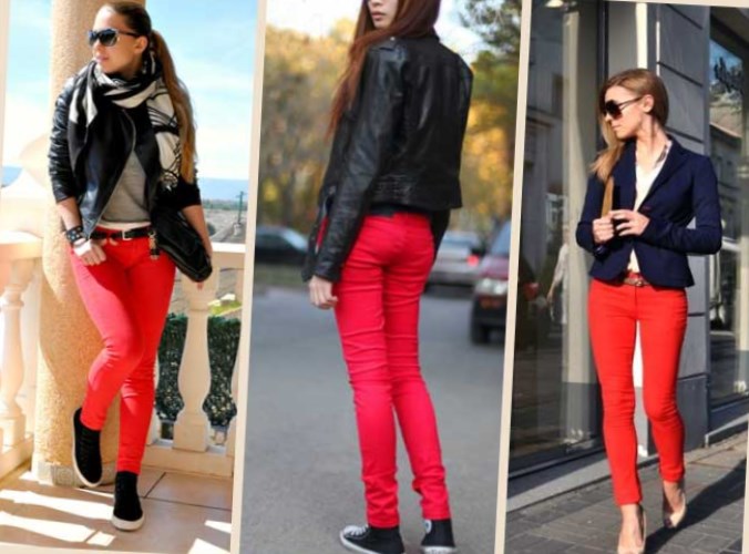 Оригинальные красные джинсы