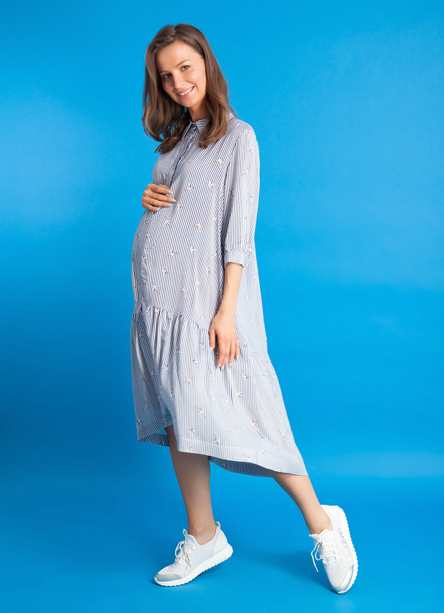 Платья-рубашка для беременных в полоску