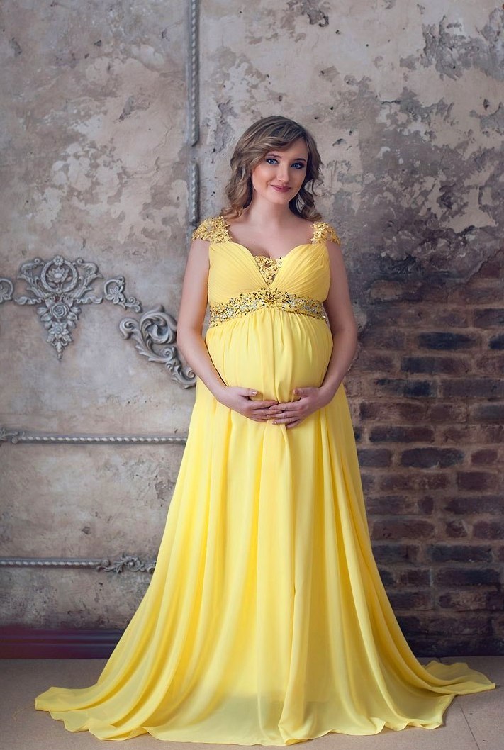 Желтое платье для беременных