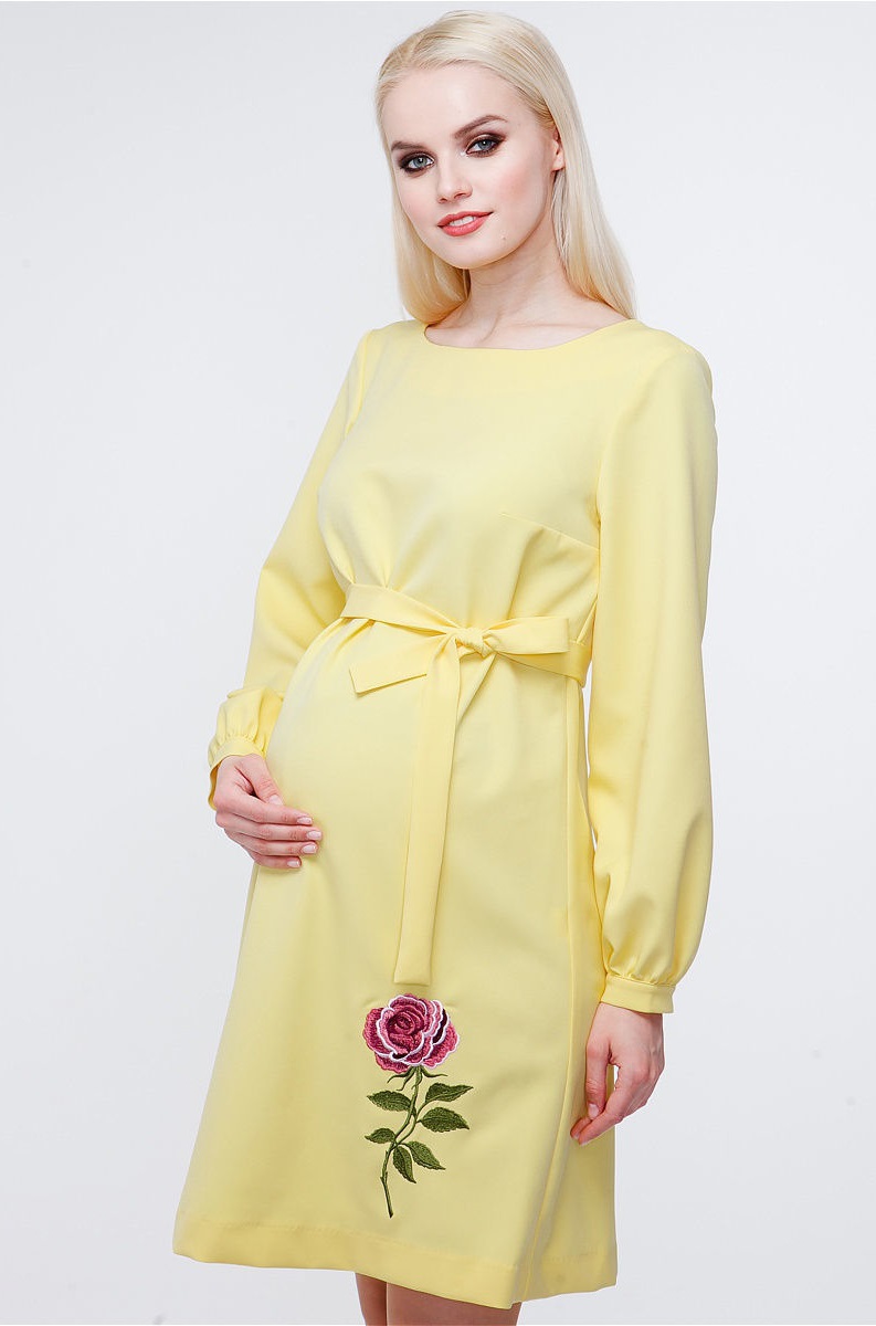Повседневное платье желтое для беременных