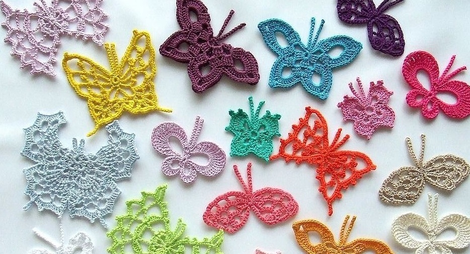 Схемы \»Цветы и бабочки\» для филейного вязания