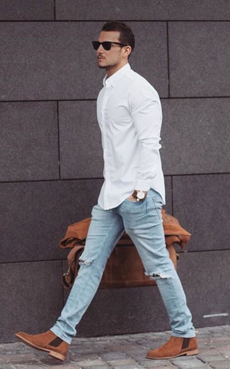 Макияж к джинсам и белой рубашке