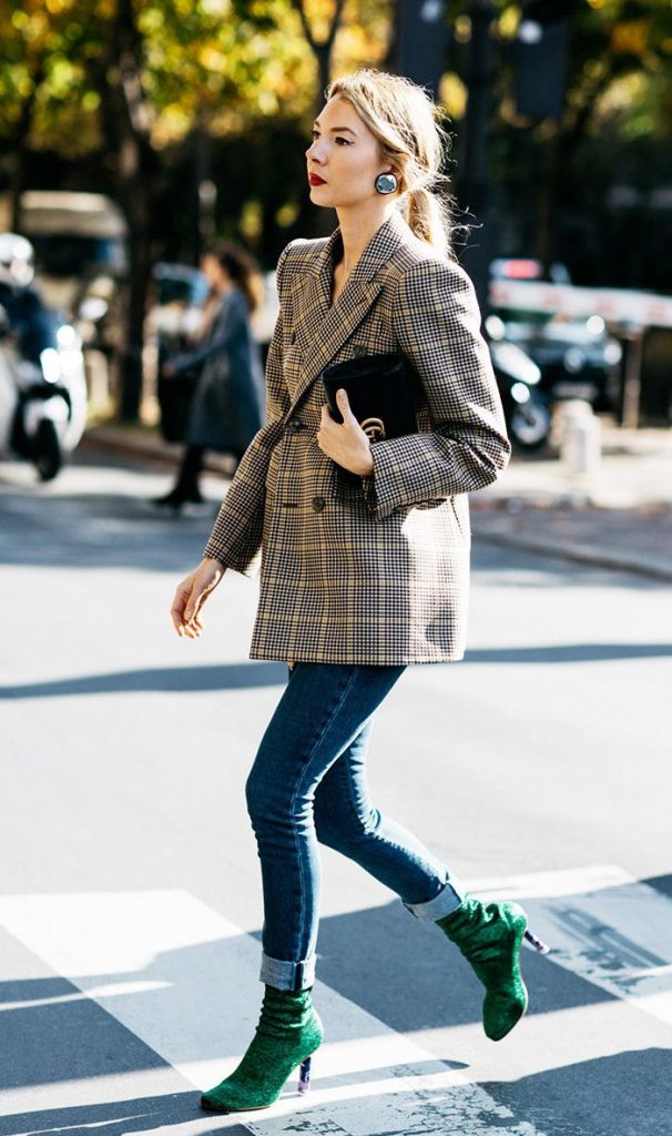 Женский пиджак в клетку: 20 стильных образов, как носить